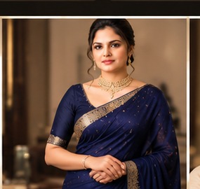 MIDAS signature blue saree model